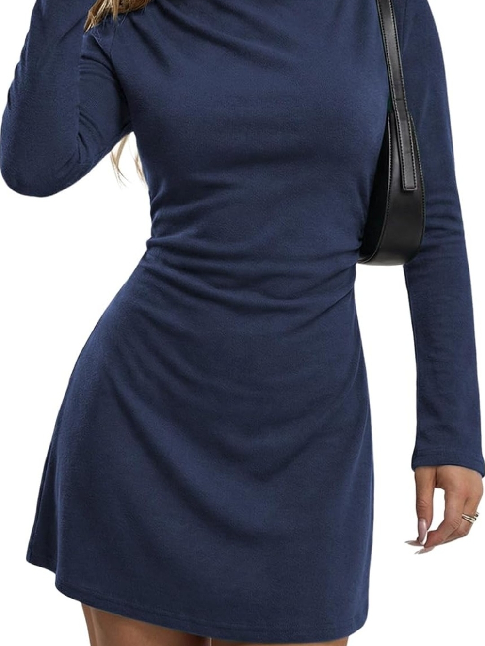 Slim-Fit Long Sleeve Navy Mini Dress